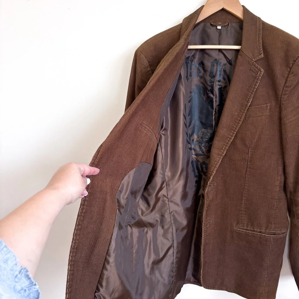Juicy Couture Mens Vintage Corduroy Blazer Jacket Size 42 Brown Elbow Patches